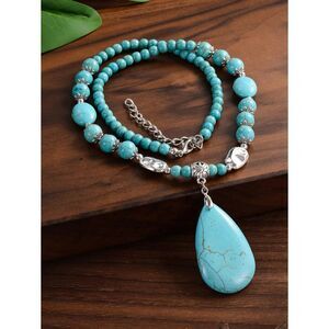 Bohemian Western Beaded Turquoise Necklace